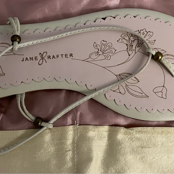 NWT Jane Rafter Slinks cream & dusty pink leather sandals, size 6,5 or 37 spring - Picture 6 of 11